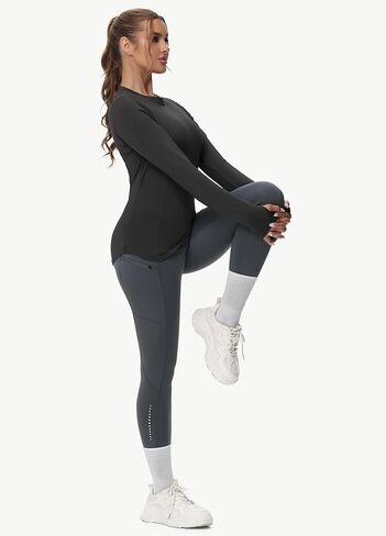 سراويل نسائية مبطنة بالصوف للجري والمشي لمسافات طويلة مقاومة للماء عالية الخصر سراويل شتوية حرارية سراويل يوجا بجيوب بسحاب in Kuwait