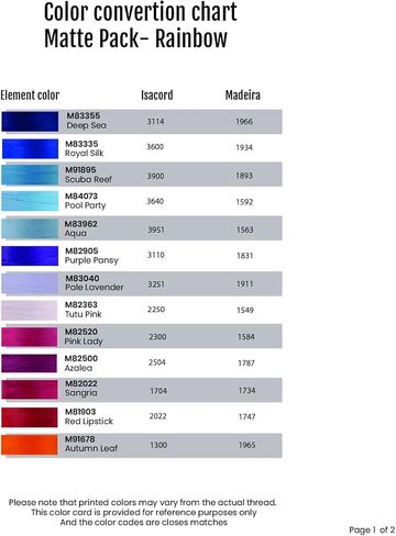 ELEMENT Rainbow Pack | Tray of 25 spools | Machine Embroidery Thread | 1000m Spool | 40wt | Matte | Compatible with Brother Babylock Janome Singer Pfaff Husqvarna Bernina Sewing Machines in Kuwait