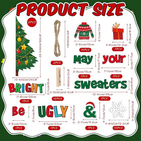 Pasimy 40 Pcs Christmas Bulletin Board Decorations Ugly Sweater Cutouts Christmas Tree Snowflake Sweater Classroom Bulletin Board Decor with Glue Points for Kids Students School Classroom Xmas Party in Saudi Arabia