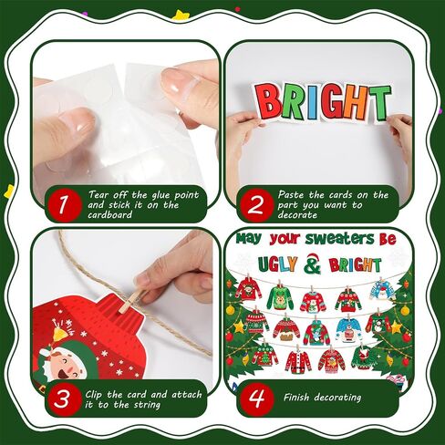 Pasimy 40 Pcs Christmas Bulletin Board Decorations Ugly Sweater Cutouts Christmas Tree Snowflake Sweater Classroom Bulletin Board Decor with Glue Points for Kids Students School Classroom Xmas Party in Saudi Arabia