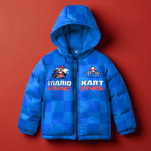 Nintendo Super Mario Bros Winter Jacket for Boys Mario Kart Graphic Print Boys Puffer Winter Coat for Big and Little Kids in Saudi Arabia