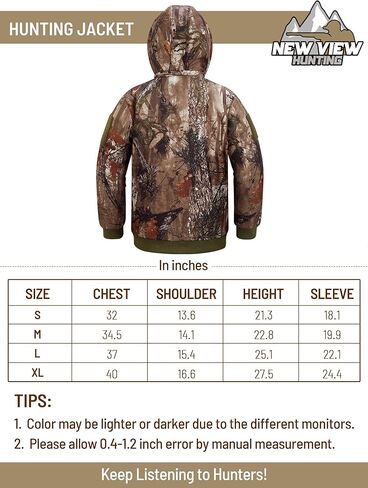 ملابس صيد مموهة للأطفال من NEW VIEW صامتة، سترة وسراويل صيد للشباب للشتاء البارد، معطف صيد مموه للأولاد والبنات (شجرة-M) in Kuwait