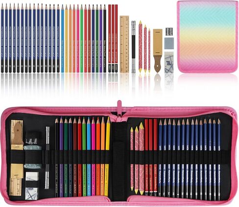 Drawing Sketching Pencil Set, 26 pcs Draw Supplies Kit, 14 Graphite (12B -6H), Charcoal Erasers Sharpener Extender, Ideal for Drawing Art, Sketching, Shading, Artist Pencils for Beginners Pro Artists in Saudi Arabia