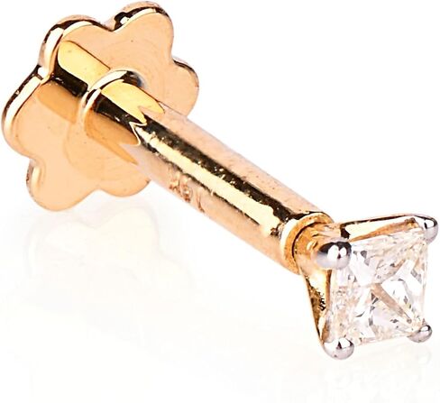 مسمار أنف من الألماس على شكل أميرة مع 6 مم ملولب داخليًا من الذهب الأصفر عيار 14 قيراط بالإضافة إلى خاتم لابريت مونرو in Kuwait