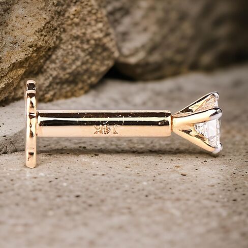مسمار أنف من الألماس على شكل أميرة مع 6 مم ملولب داخليًا من الذهب الأصفر عيار 14 قيراط بالإضافة إلى خاتم لابريت مونرو in Kuwait