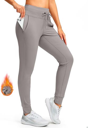 SANTINY Women's Fleece Lined Joggers with Pockets Slim Fit Ski Pants Winter Warm Leggings Hiking Running Gear in Saudi Arabia