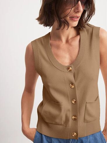 Beautiful Nomad Women's Knit Sweater Vest Sleeveless Tank Tops Casual Y2K Button Down Cardigan Vest Shirts in Kuwait