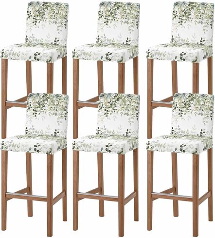 Sage Green Leaves Bar Stool Cover Set of 2, Stretch Removable Bar Stool Chair Covers with Backs Pub Counter Stool Chair Slipcover for Dining Room Cafe Spring Eucalyptus Gold Watercolor in Kuwait