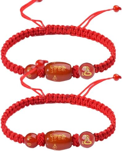 2025 New Year of Snake Bracelets, Adjustable Red String Charm Bracelet Chinese Zodiac Animal Good Luck Braided Bracelet Lucky Snake Charm Braided Red Rope Corded Bracelets Jewelry for Women Men in Kuwait