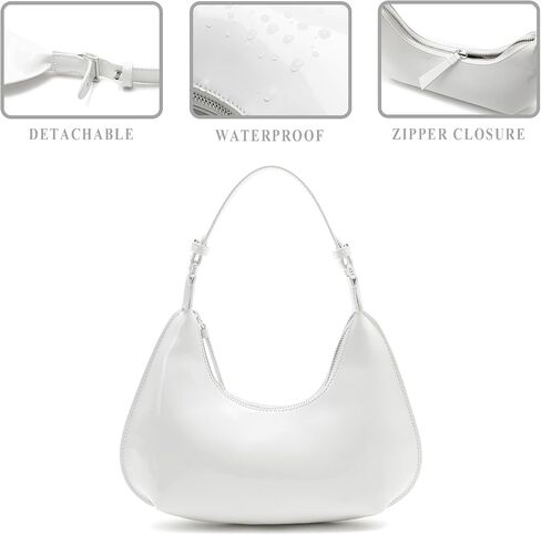 Cute Shoulder Bags for Women, Small Going Out Purse Patent Leather Crescent Bag Women's Shoulder Handbags with Zipper Closure in Kuwait