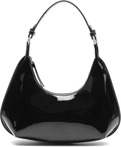 Cute Shoulder Bags for Women, Small Going Out Purse Patent Leather Crescent Bag Women's Shoulder Handbags with Zipper Closure in Kuwait