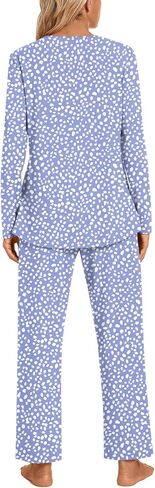 Anyhold Womens Fall Pajama Sets 2 Piece Long Sleeve Pjs, Ladies Sleepwear Pleated Outfits Lounge Set with Pockets in Saudi Arabia