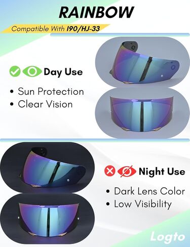Compatible With HJC i90 Helmet Visor Replacement HJ 33 Shield Tinted Visor Helmet Accessories (Clear Revo Blue) in Kuwait