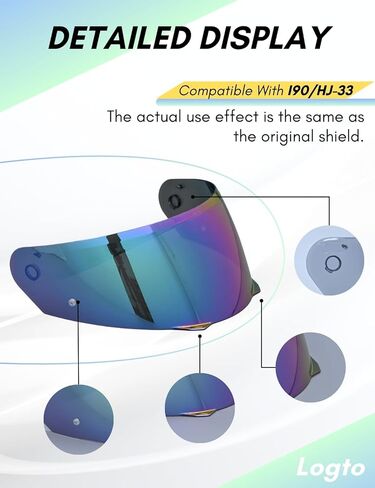 Compatible With HJC i90 Helmet Visor Replacement HJ 33 Shield Tinted Visor Helmet Accessories (Clear Revo Blue) in Kuwait