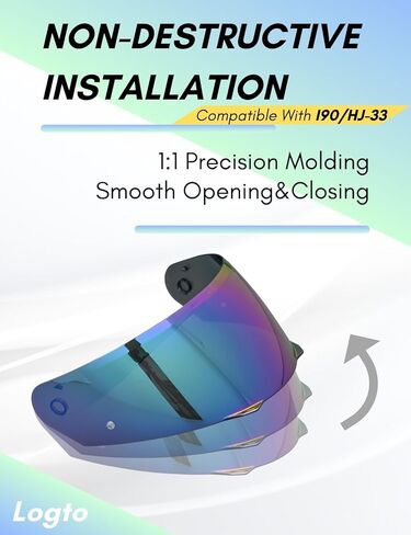 Compatible With HJC i90 Helmet Visor Replacement HJ 33 Shield Tinted Visor Helmet Accessories (Clear Revo Blue) in Kuwait