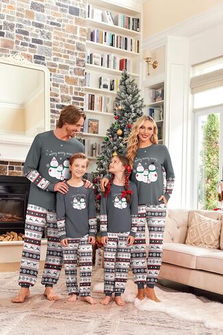 Ekouaer Family Christmas Pajamas Matching Sets Soft Long Sleeve Couple Pjs Xmas Sleepwear Holiday Lounge Set in Kuwait