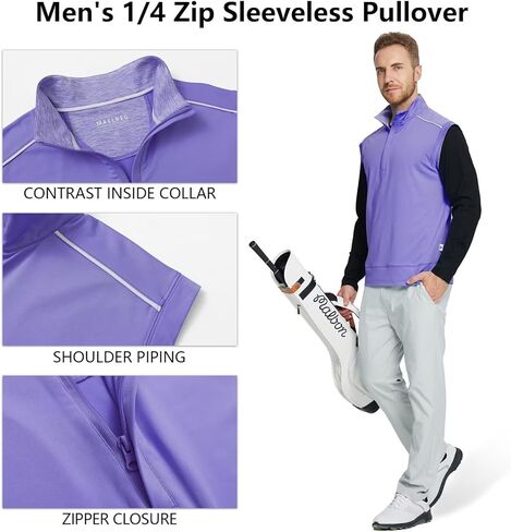 M MAELREG Golf Vests For Men Dry Fit Lightweight Moisture Wicking Performance Sports Breathable Golf 1/4 Zip Pullover Men in Kuwait