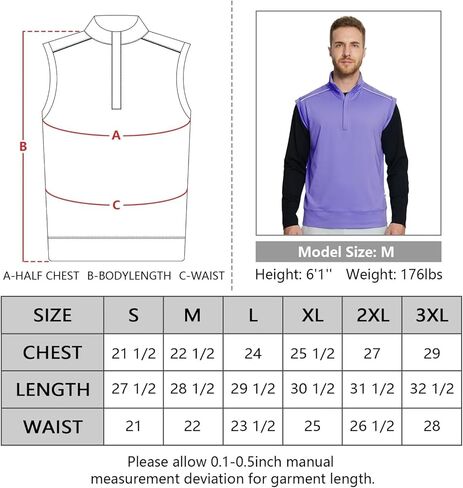 M MAELREG Golf Vests For Men Dry Fit Lightweight Moisture Wicking Performance Sports Breathable Golf 1/4 Zip Pullover Men in Kuwait