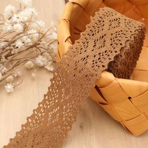 GXTIZAS Lace Trim Cotton Lace Trim Eyelet Lace Ribbon Crochet Sewing Lace for Junk Journal Supplies Crafts Supply(Beige)