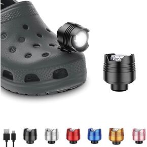 Rechargeable Headlights for Croc 2PCS, Flashlight Croc Charm Attachment Accessories for Shoes with 3 Light Modes for Dog Walking, Camping, Running, Suitable for Adults Kids Boys Girls Men Women