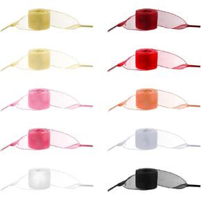 Ribbon Shoe Laces Women, 10 Pairs Silk Shoe Laces for Sneakers Flat Snow Yarn Shoelaces Rope Bling Shoe Strings Replacement Multicolor Transparent Ribbon Laces for Women Girls Sneakers Shoes, 47 In