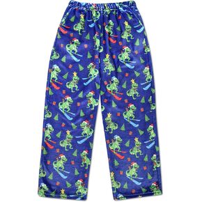 iscream Big Boys Silky Soft Plush Fun Print Fleece Pants - Holiday Fun Collection