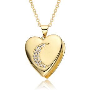 Our Lady of Guadalupe Pendant Necklace CZ Virgin Mary Necklace Gold Plated Heart Shaped Locket Necklace for Women Men Christmas Jewelry Gift
