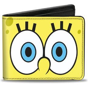 Buckle-Down Men's Nickelodeon Wallet, Bifold, Spongebob Squarepants Eyes Close Up Yellow, Vegan Leather, 4.0" x 3.5"
