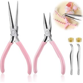Jewelry Making Pliers Set, Needle Nose Pliers/Round Nose Pliers/Tweezer, Chain Nose Pliers Craft Pliers Jewelry Making Tools for Wire Bending, Wrapping Beading, Repair