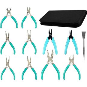 C&T 11-Piece Jewelry Pliers Set, Jewelry Making Tools Kit, Micro Jewelry Pliers Set, Stainless Steel Tweezers with Storage Pouch, Pliers set for Jewelry Making Supplies