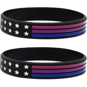 Bisexual Flag Bracelets (6-pack) - Bisexual Pride Stuff, Bi Jewelry and Accessories - Bulk Pack of 6 Bi Pride Bracelets for Men Women