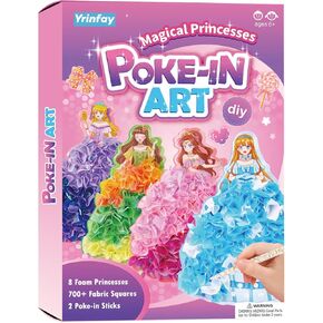 Poke-in Art and Crafts kit for Kids, DIY 8 Magical Princesses & 6 Accessories, Pretty Princess Game Toys for Girl 4-6 6-8 8-12, Gifts for Boys & Girls Ages 4 5 6 7 8 9 10 11 12 Years Old