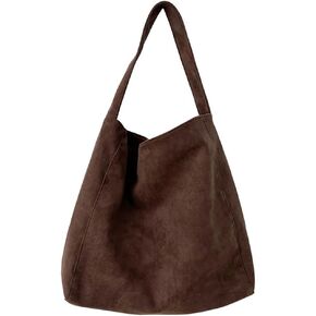 Large Suede Tote Bag For Women Slouchy Shoulder Bags Suede Purses Women’s Satchel Bag Work Handbag Crescent Bag Travel Winter
