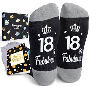 HAPPYPOP 18th Birthday Gifts Ideas Socks - Gag Young Adult Gifts for 18 Year old Boy Girl, Funny Birthday Socks for Adults
