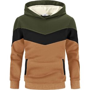 Arshiner Boy's Color Block Pullover Fleece Hoodie Long Sleeve Casual Sweatshirt with Pocket Age 3-13 Years