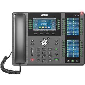 هاتف Fanvil X210 Enterprise VoIP، شاشة ملونة مقاس 4.3 بوصة، شاشتان ملونتان جانبيتان مقاس 3.5 بوصة لمفاتيح DSS. 20 خط SIP، منفذ جيجابت إيثرنت مزدوج، محول الطاقة غير متضمن