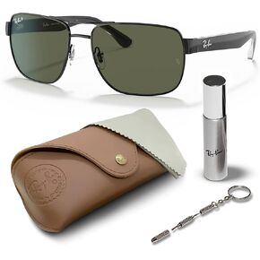 Ray-Ban RB3530 Square Shape Sunglasses With Eyewear Kit Bundle - Adjustable Nose Pads - Square Sunglasses