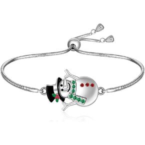 Christmas Snowflake Bracelet for Women 925 Sterling Silver Winter Snowflake Bracelets Adjustable Cubic Zirconia Crystal Xmas Jewelry Valentines Holiday Gifts