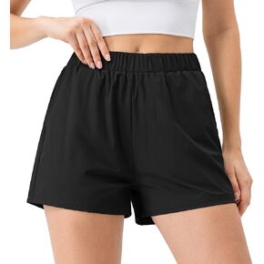Women's Athletic Running Shorts High Waisted Workout Active Sports Shorts Quick Dry Yoga Gym Shorts Pockets