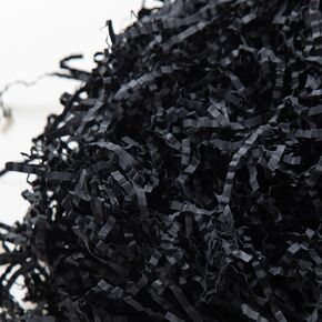 1/2LB Crinkle Cut Paper Shred, Black Raffia Paper Sherd Filler Grass for Gift Wrapping Basket Filling Birthdays Weddings Party Supply