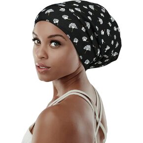 Adjustable Satin Lined Sleep Cap for Dreadlocks Curly Hair Large Head-Stay On Overnight