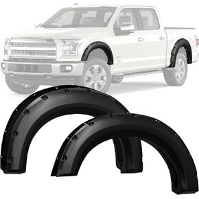 YITAMOTOR Fender Flares Replacement for 2009-2014 Ford F-150 F150, Front & Rear Fender Set, Smooth Black Finish Pocket Rivet Style (Not Fit Raptor)