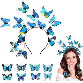 Butterfly Fascinator Headband for Women Girls, Butterfly Crown Headpiece for Tea Party Halloween Costume