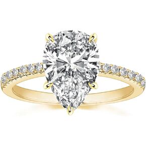 2CT Pear Shaped Engagement Ring for Women,Pear Cut Simulated Diamond Ring,18k Gold Plated 925 Sterling Silver Promise Ring
