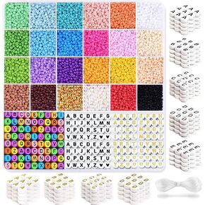 10680pcs 3mm Glass Seed Beads for Bracelets Making, Friendship Bracelet Making Kit,27 Colors Bead Bracelet Kit, Beads for Jewelry Making Kit, DIY, Arts, Crafts Gifts