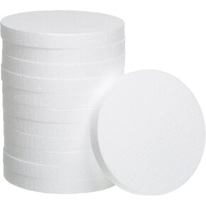 Crafare 8 Inch Foam Circles for Crafts 12pcs Round Foam Discs 1 Inch Thick for Cake DIY Projects Wedding Holiday Christmas Crafts Making and School Modeling