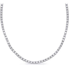 Houston Diamond District 20 Carat NATURAL REAL Round 14K White Gold 17 "Uniform Straight Diamond Tennis Riviera Necklace (D-E Color, VS1-VS2 Clarity) Graduating Ultra Premium Collection 4 Prong