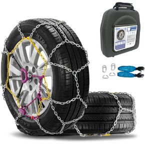 Snow Chains for Car,SUV,Truck and Pickup,Universal Emergency Tire chains,Compatible with Tire Width 205 215 225 235 245 255 265 275 MM - Set of 2