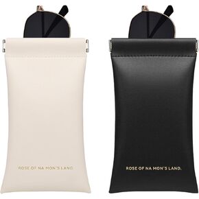 Portable Glasses Case,2 Pack Squeeze Eyeglass Case,Soft PU Leather Cosmetic Bag Storage Bag for Men Women