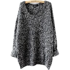 ARJOSA Women's Fall Sweaters Pullover Oversized Crew Neck Long Sleeve Knit Sweater Tunic Tops